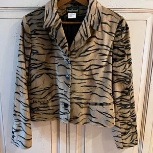 Vintage Harvey Bernard Tiger Print Faux Fur Jacket with Purse